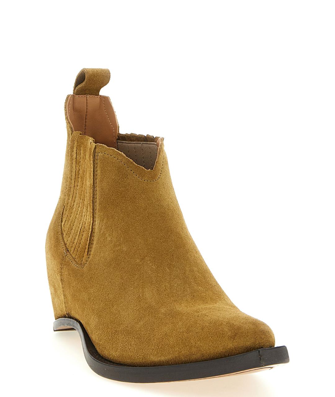 MAISON MARGIELA Горчичные замшевые высокие ботинки, фото 2