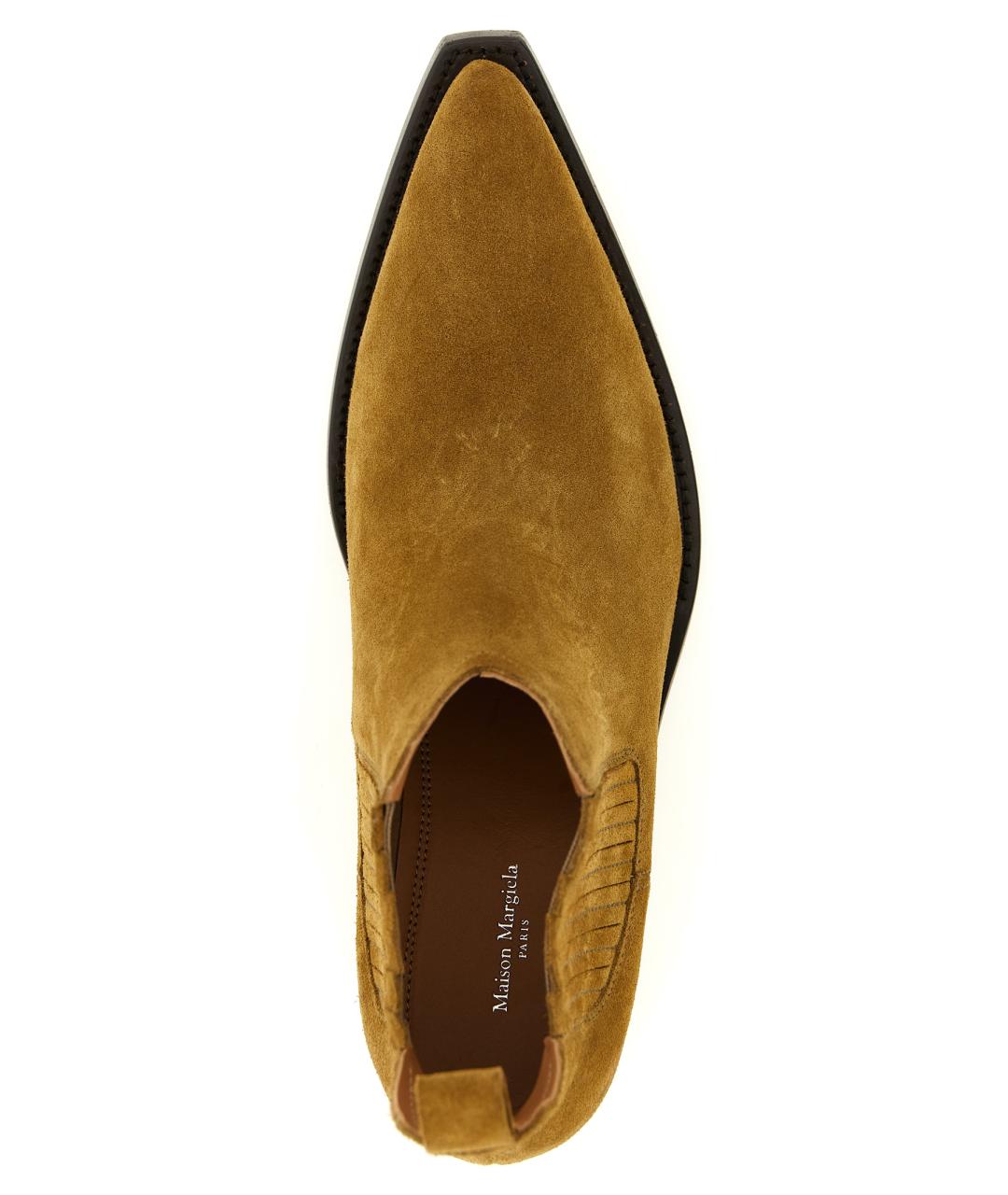 MAISON MARGIELA Горчичные замшевые высокие ботинки, фото 4