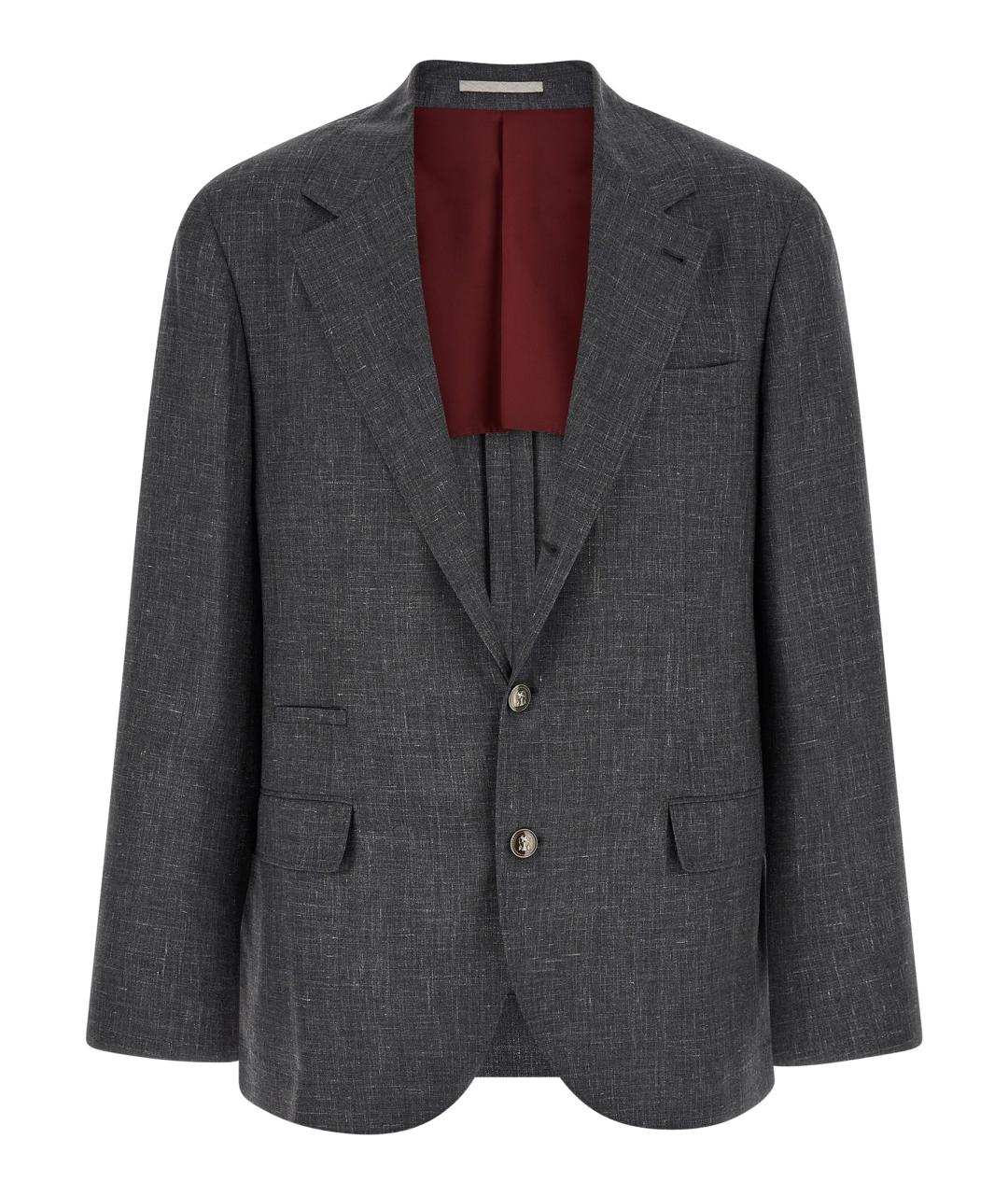 BRUNELLO CUCINELLI Серый шерстяной пиджак, фото 1