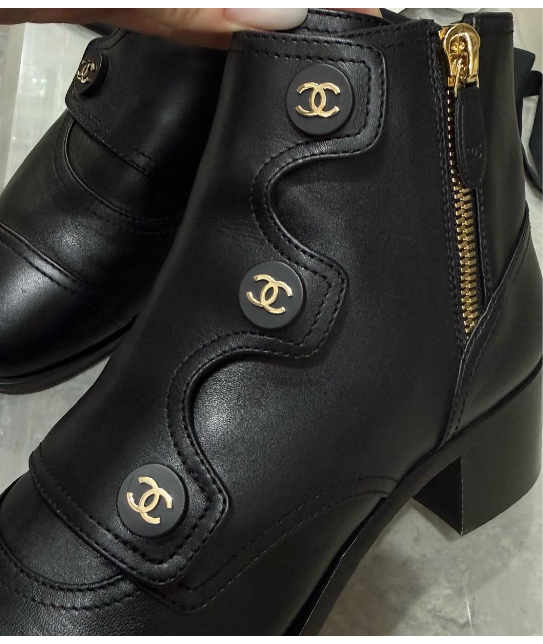CHANEL Черные кожаные ботинки, фото 8
