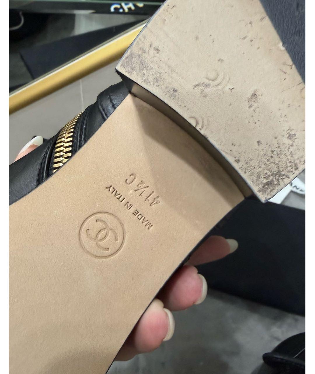 CHANEL Черные кожаные ботинки, фото 6