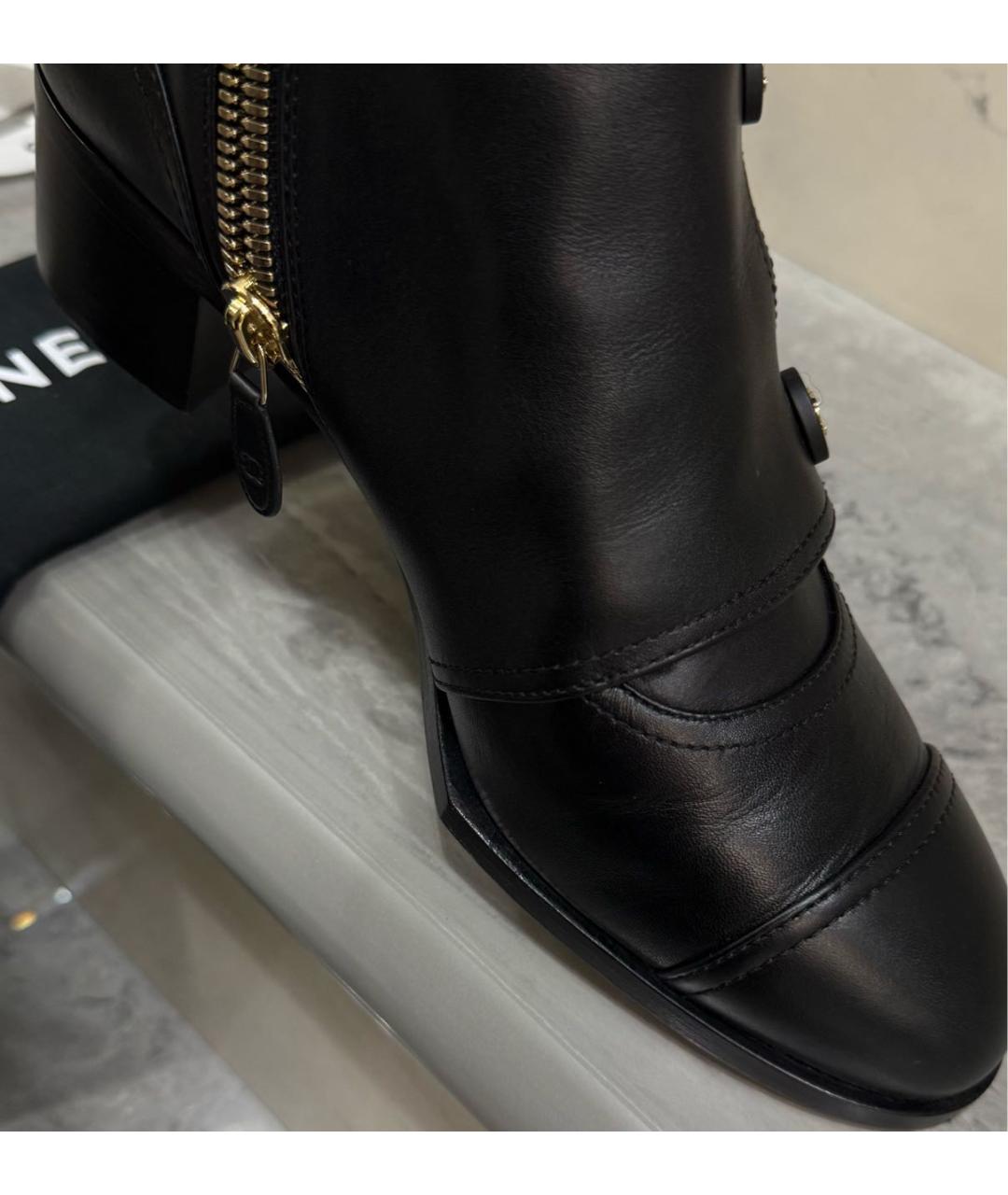 CHANEL Черные кожаные ботинки, фото 4