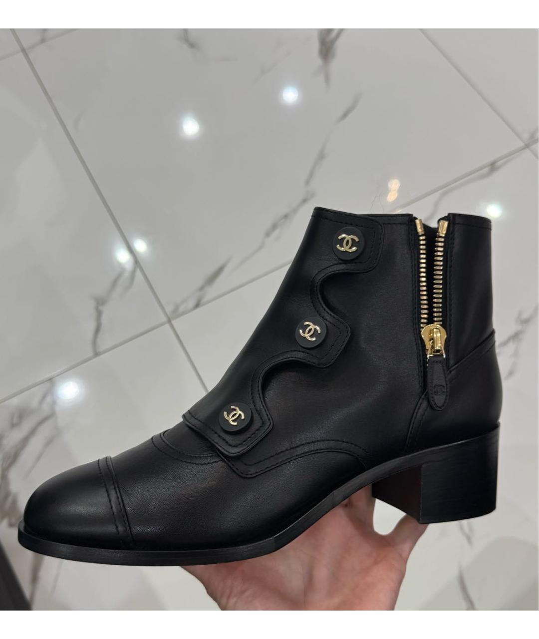 CHANEL Черные кожаные ботинки, фото 9