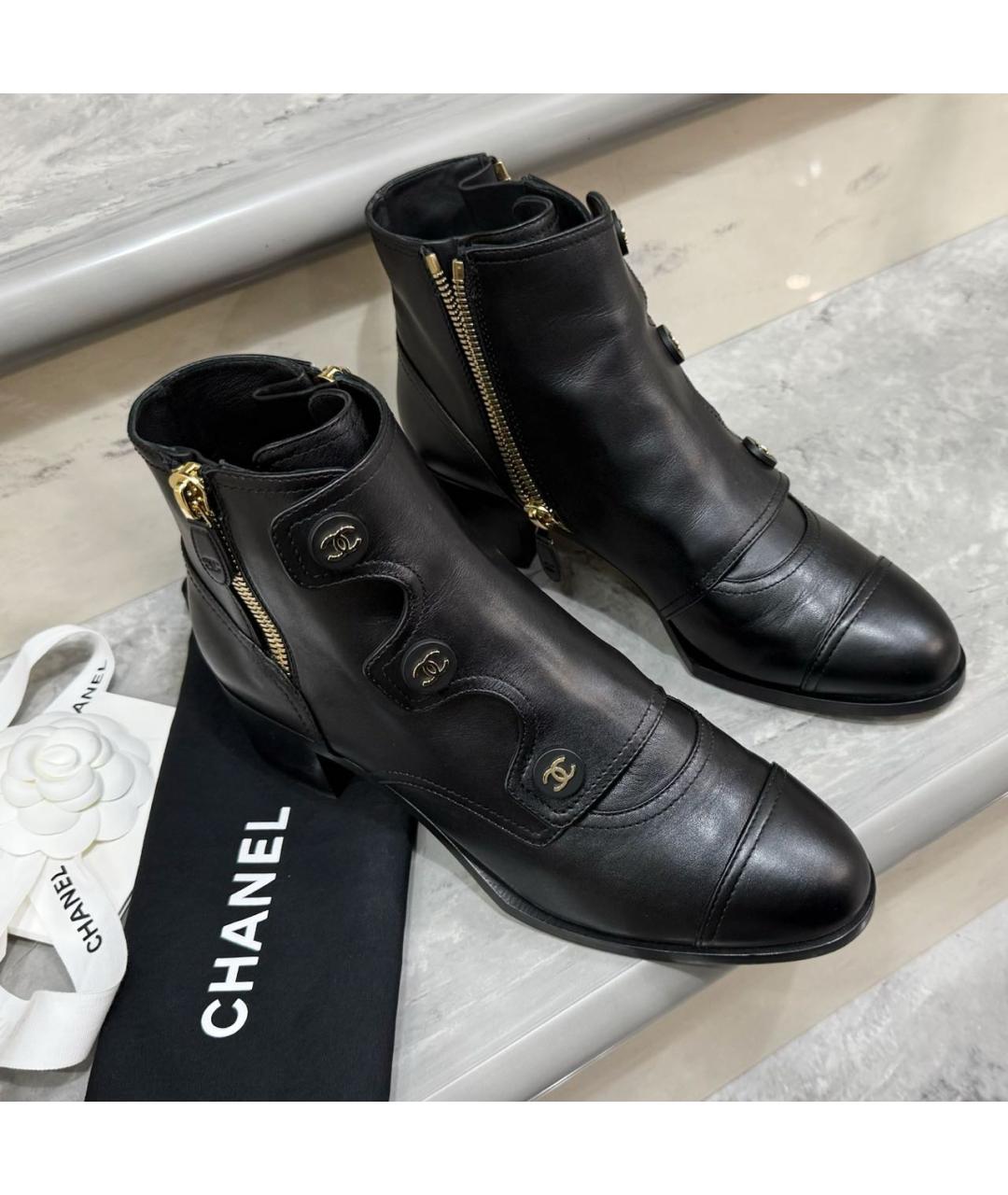 CHANEL Черные кожаные ботинки, фото 2