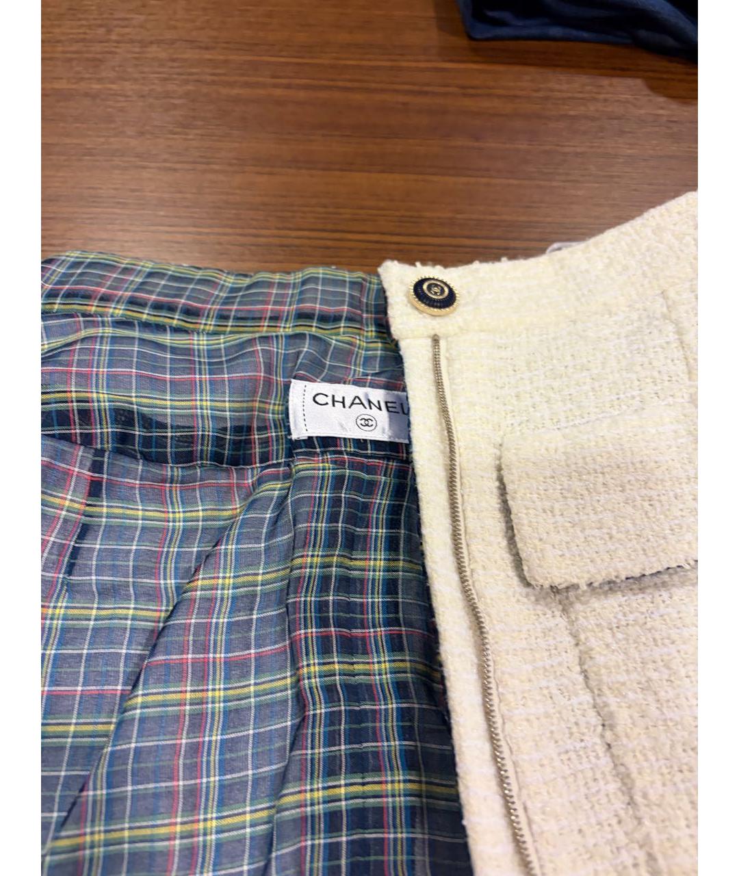 CHANEL Белая твидовая юбка мини, фото 7