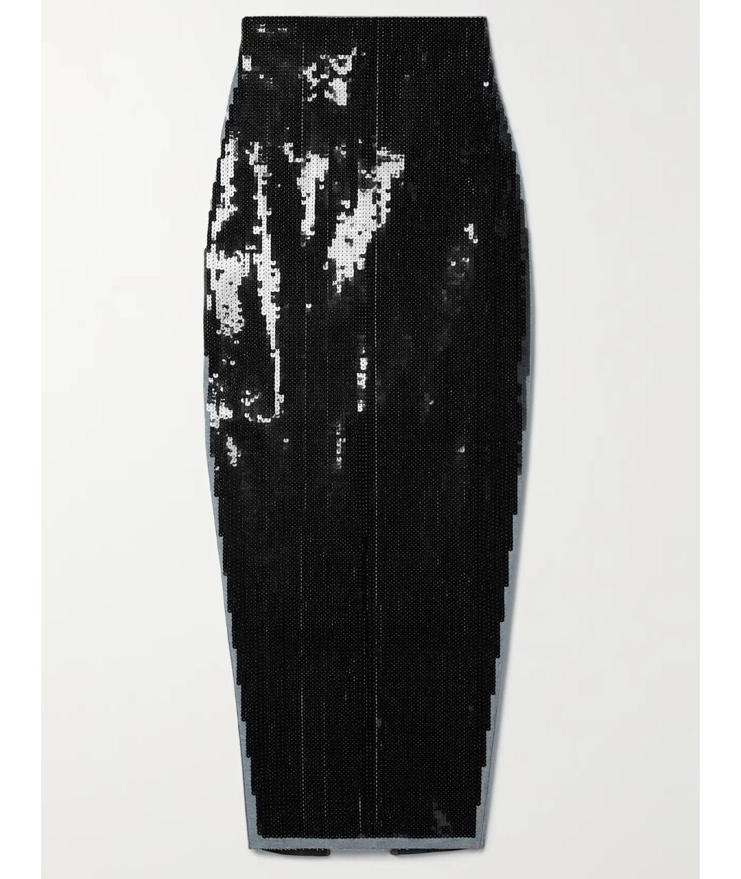 RICK OWENS Черная хлопко-эластановая юбка миди, фото 5