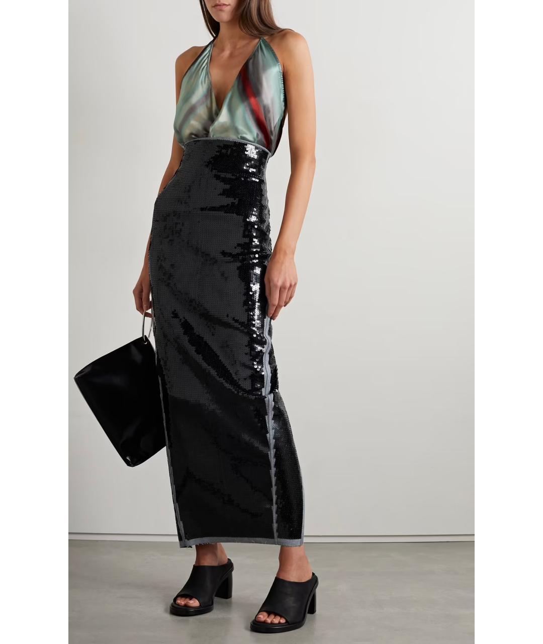 RICK OWENS Черная хлопко-эластановая юбка миди, фото 2