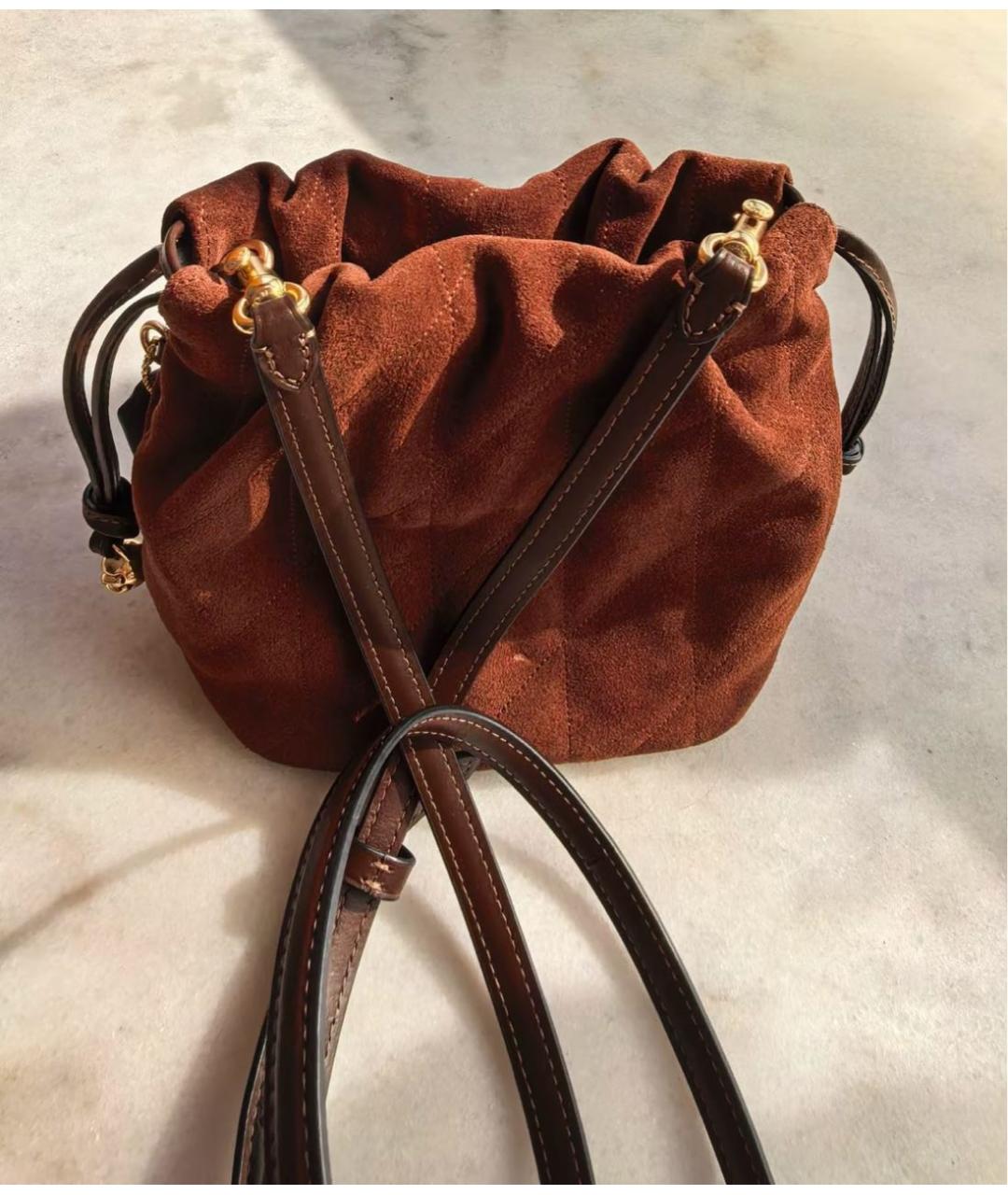 COACH Коричневая замшевая сумка через плечо, фото 8