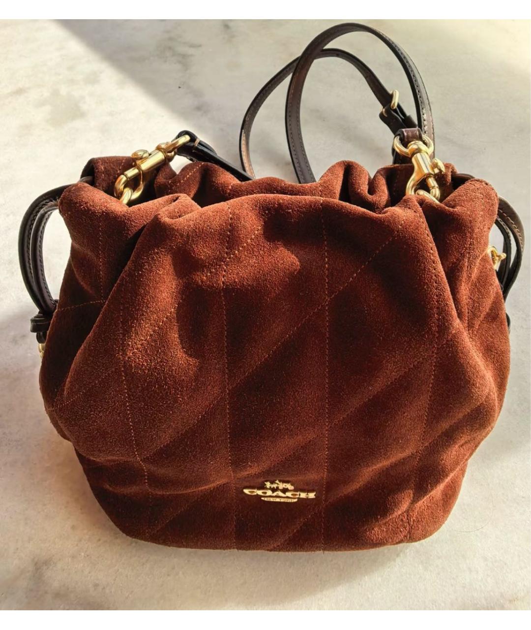 COACH Коричневая замшевая сумка через плечо, фото 7