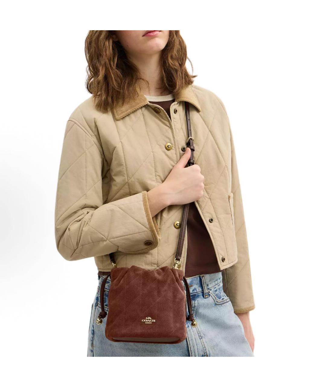 COACH Коричневая замшевая сумка через плечо, фото 6