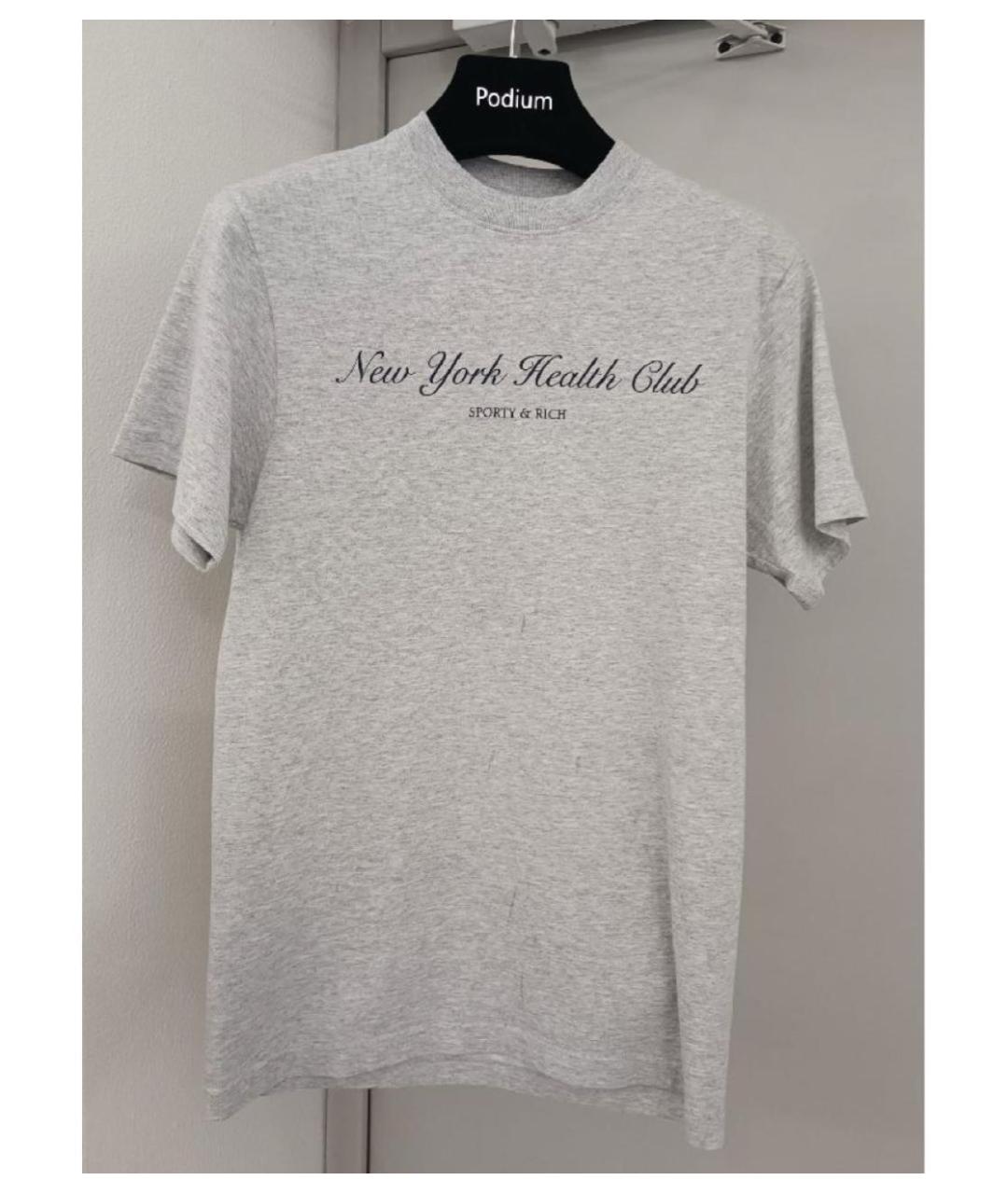SPORTY AND RICH Серая хлопковая футболка, фото 7