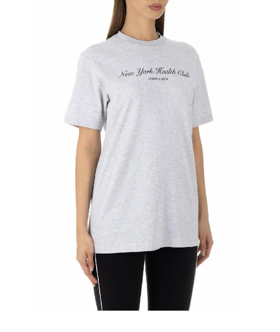 SPORTY AND RICH Серая хлопковая футболка, фото 4