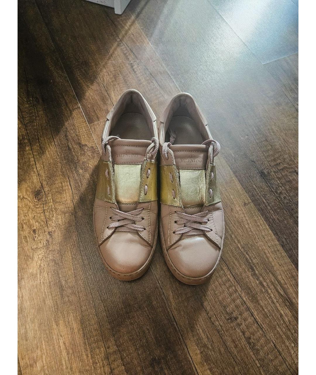 VALENTINO Розовые кожаные кеды, фото 3