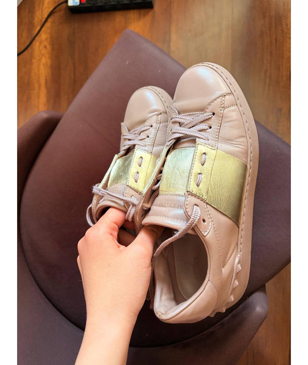 VALENTINO Розовые кожаные кеды, фото 3