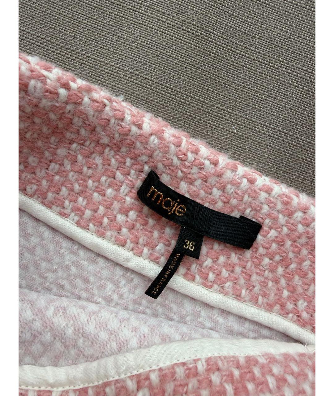 MAJE Коралловая полиэстеровая юбка мини, фото 3