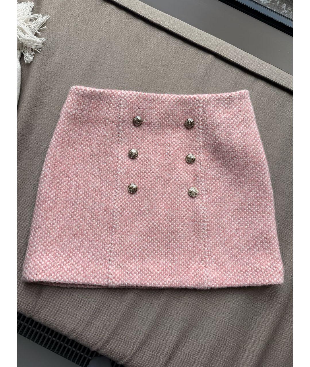 MAJE Коралловая полиэстеровая юбка мини, фото 6