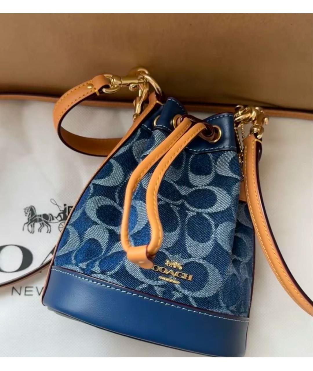 COACH Темно-синяя деним сумка через плечо, фото 5