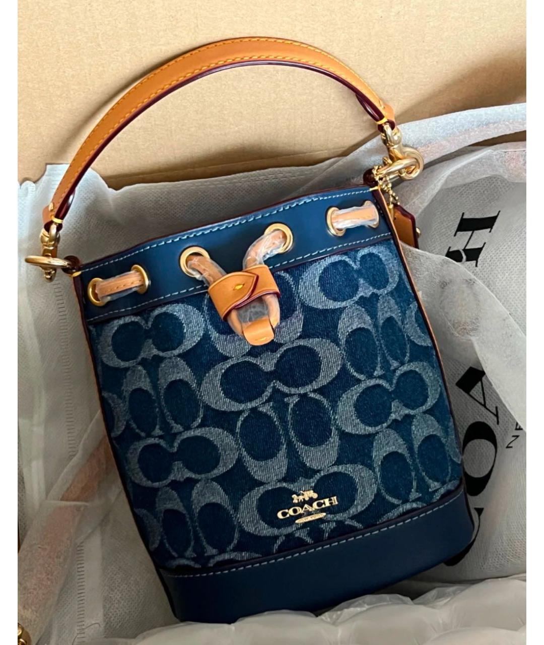 COACH Темно-синяя деним сумка через плечо, фото 4