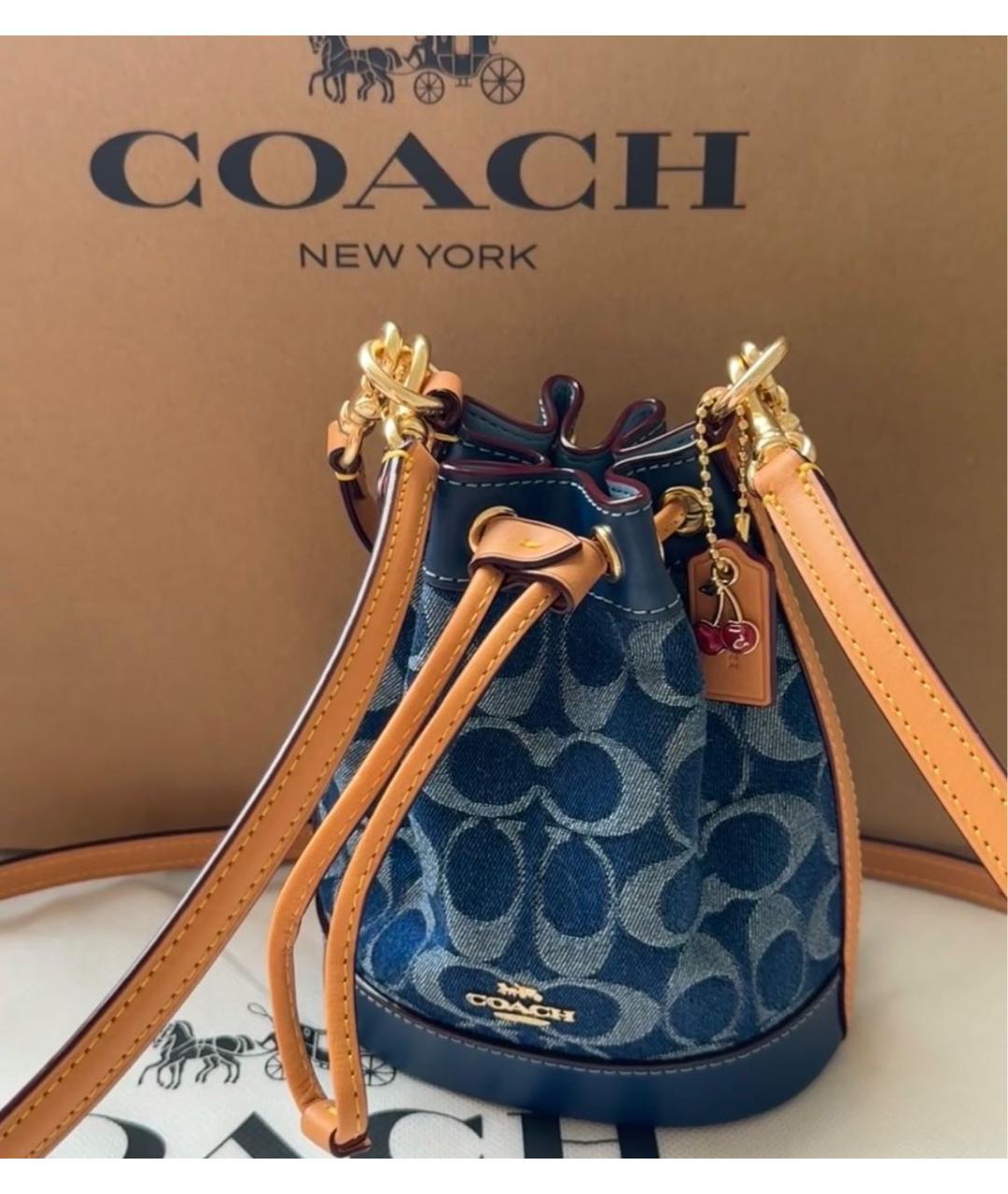 COACH Темно-синяя деним сумка через плечо, фото 6