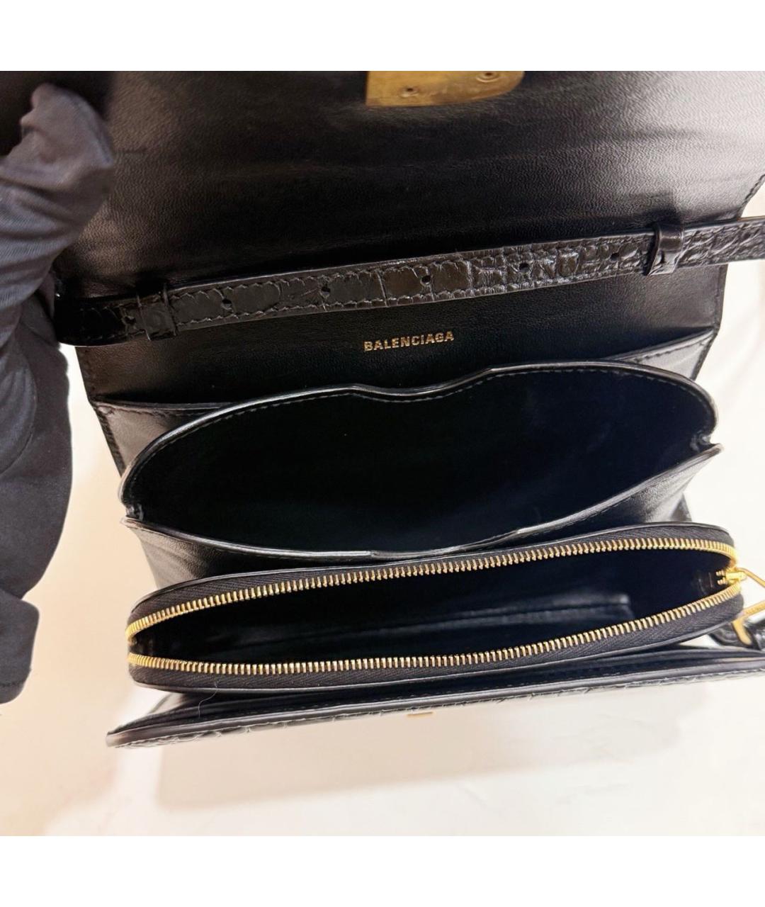 BALENCIAGA Черная кожаная сумка через плечо, фото 6