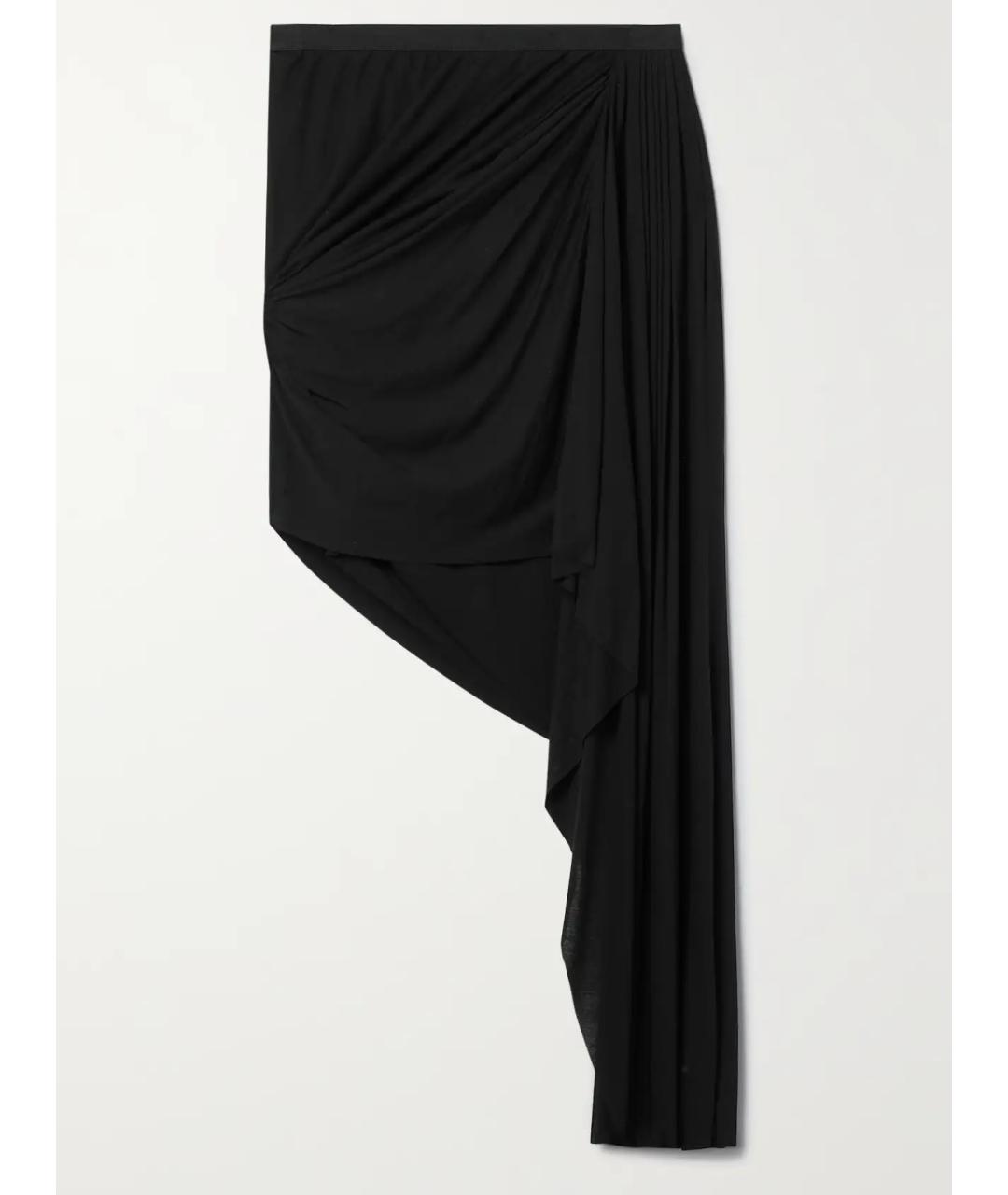 RICK OWENS Черная вискозная юбка миди, фото 4