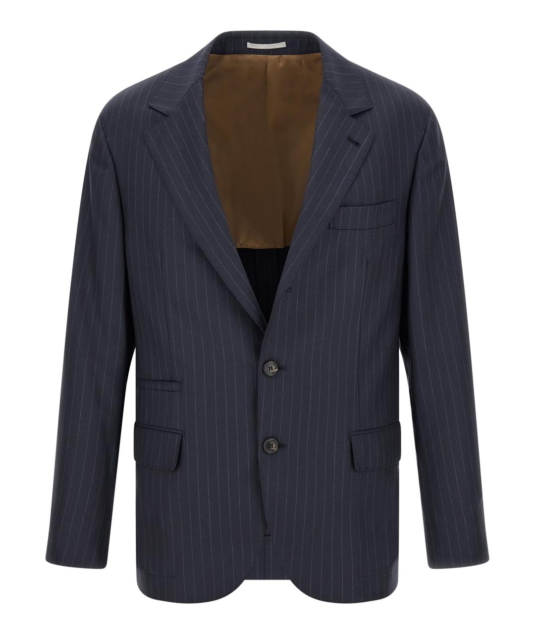 BRUNELLO CUCINELLI Темно-синий шерстяной пиджак, фото 1