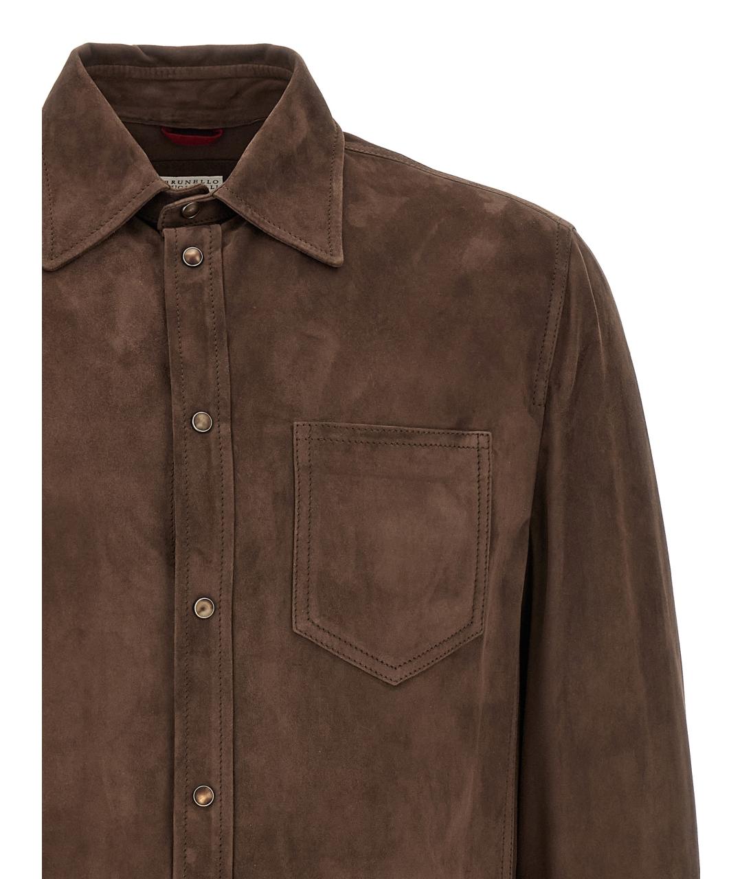 BRUNELLO CUCINELLI Коричневая кэжуал рубашка, фото 3