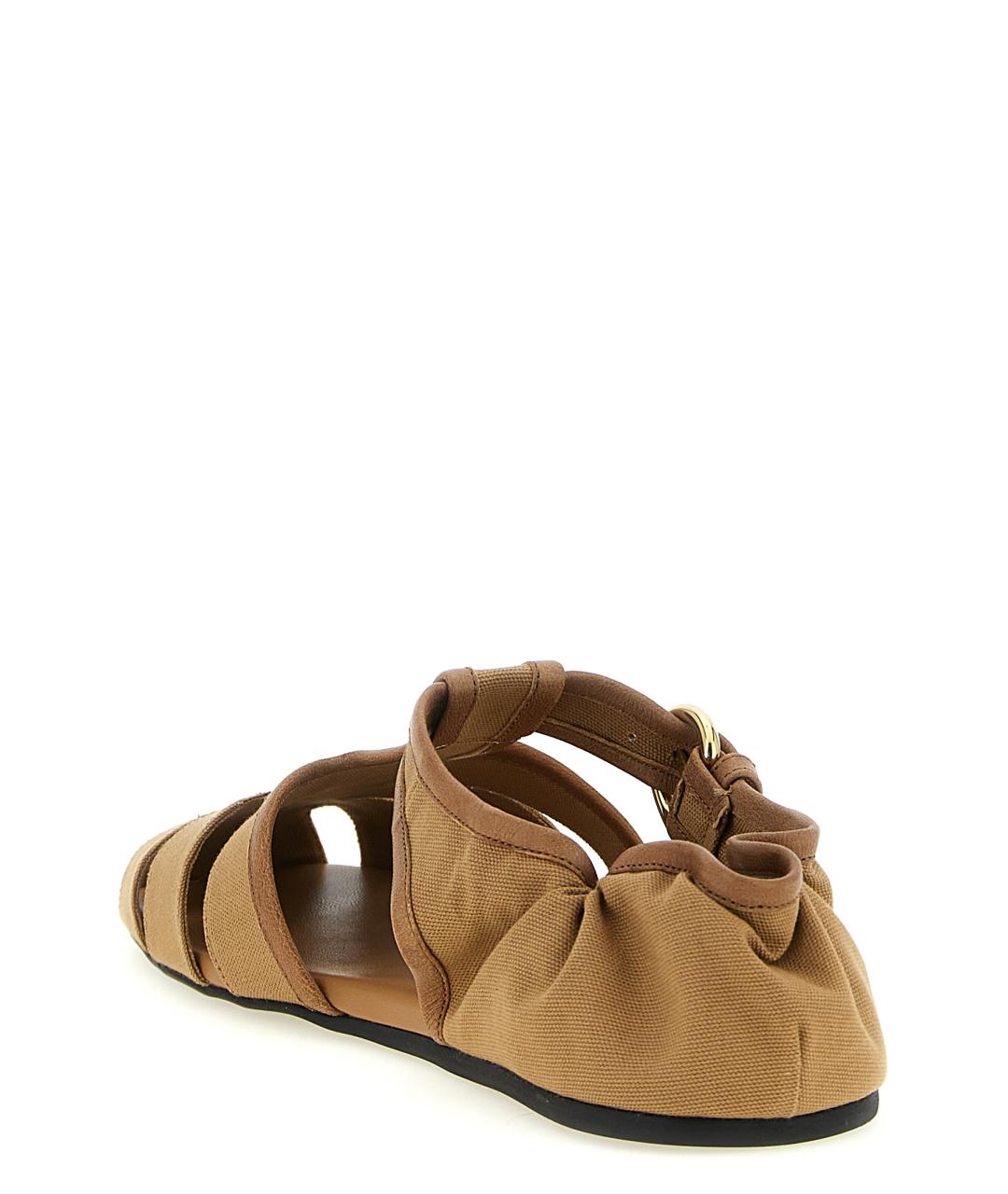 MIU MIU Бежевые текстильные босоножки, фото 3