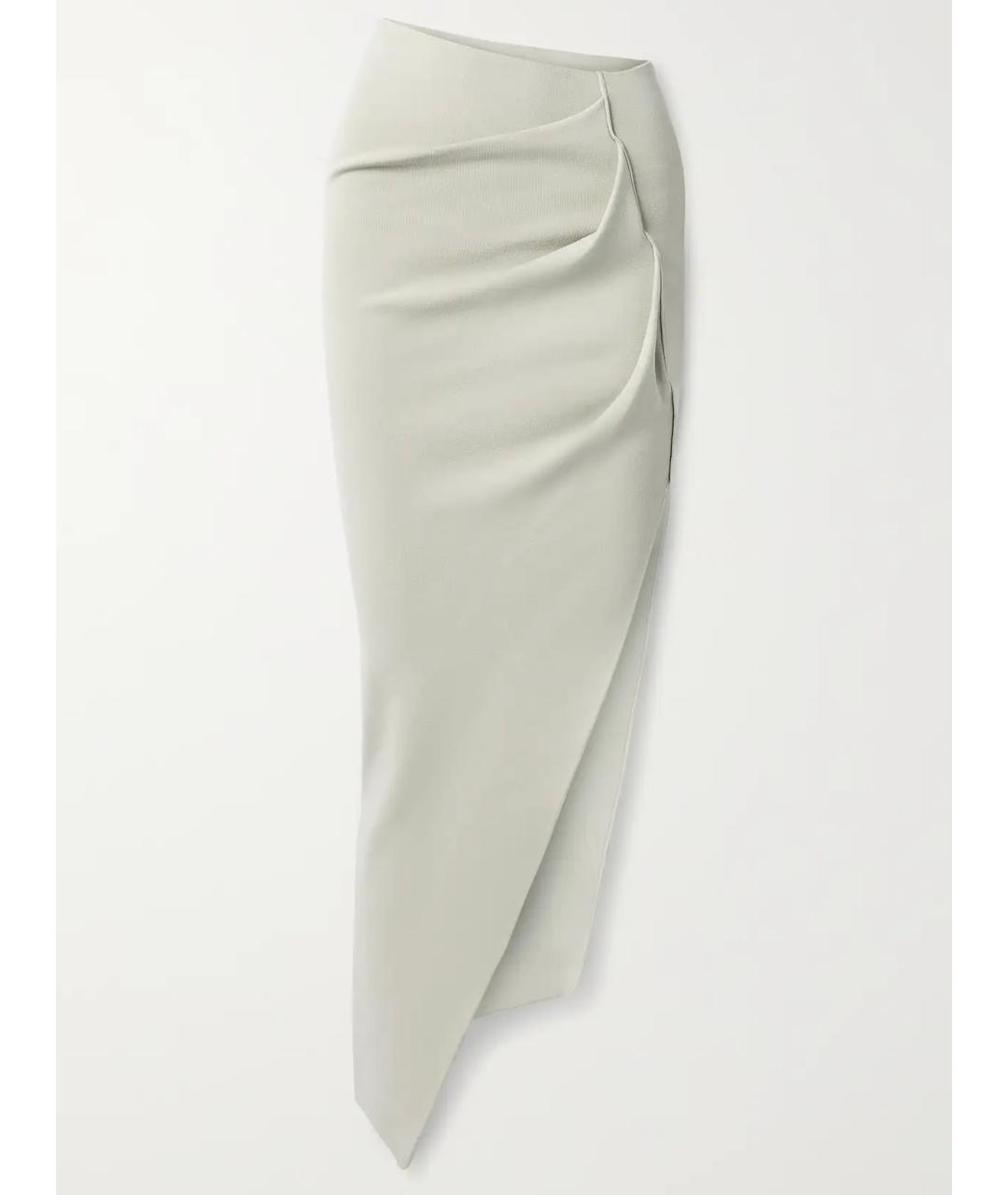 RICK OWENS Серая вискозная юбка миди, фото 4