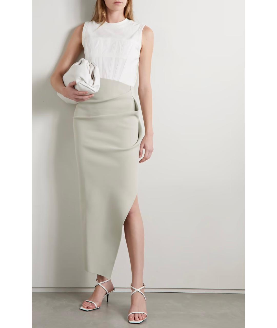 RICK OWENS Серая вискозная юбка миди, фото 2