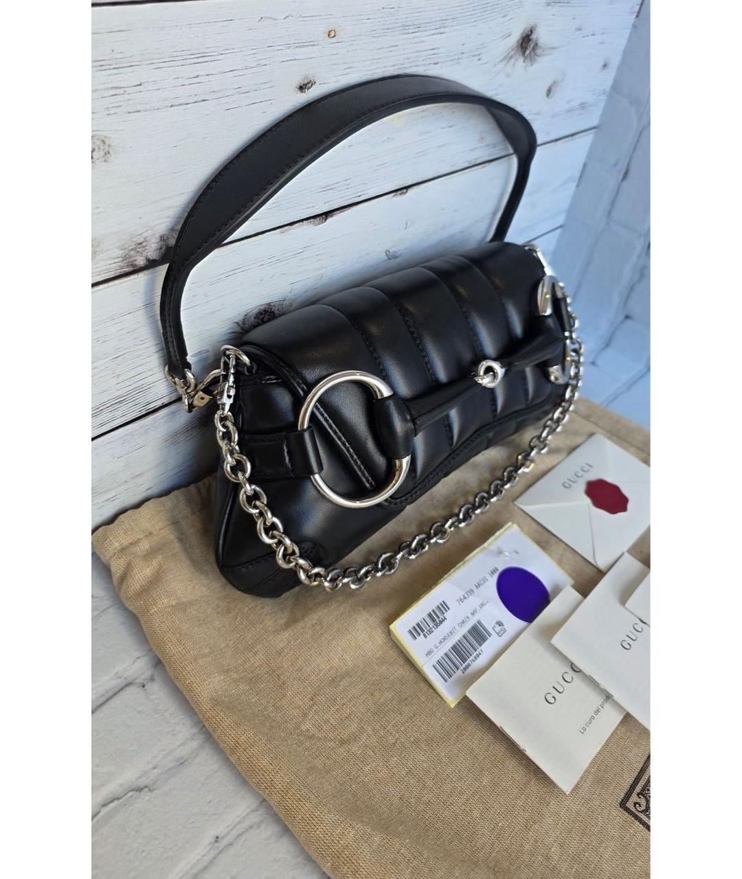 GUCCI Черная кожаная сумка через плечо, фото 2