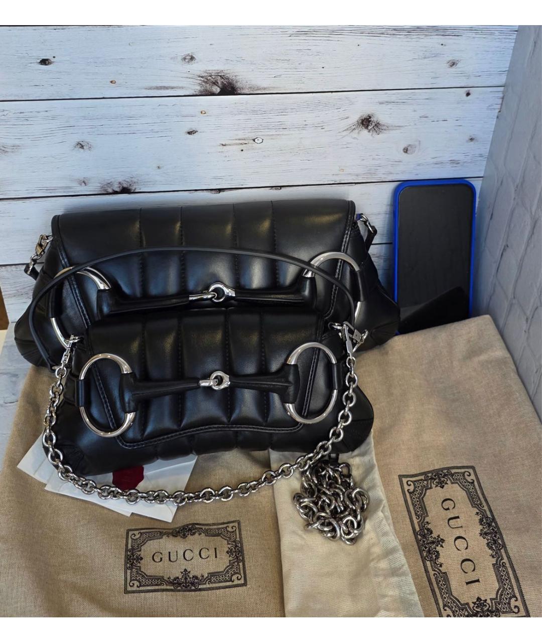 GUCCI Черная кожаная сумка через плечо, фото 5