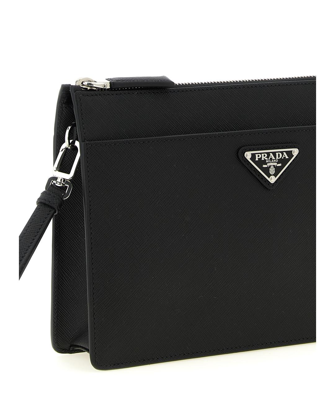 PRADA Черная кожаная барсетка, фото 3