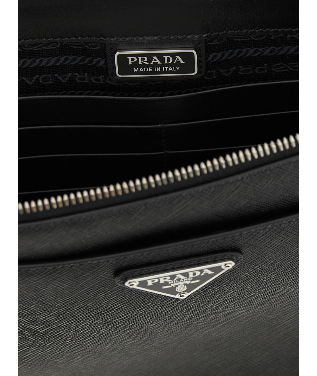 PRADA Черная кожаная барсетка, фото 4