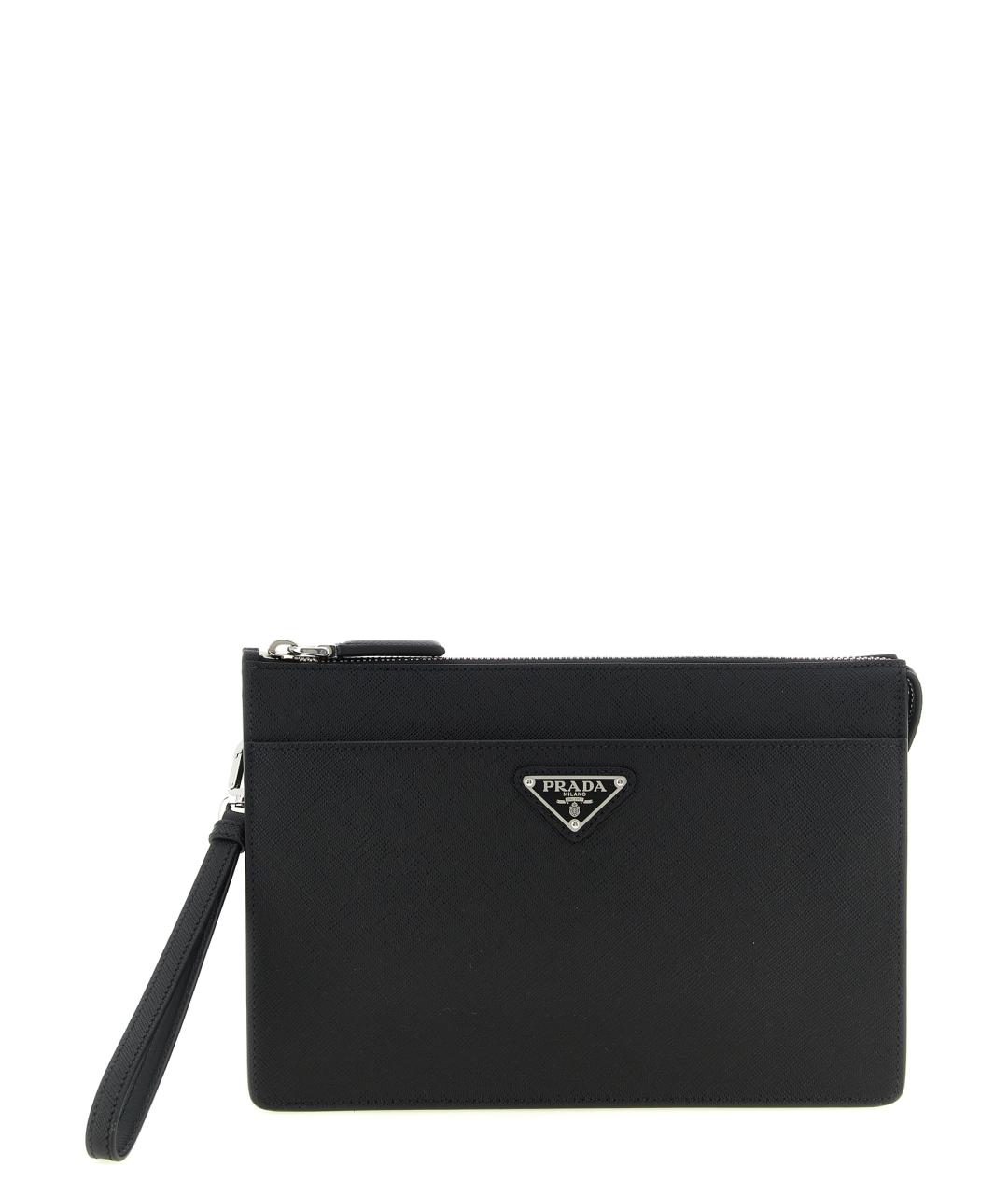 PRADA Черная кожаная барсетка, фото 1