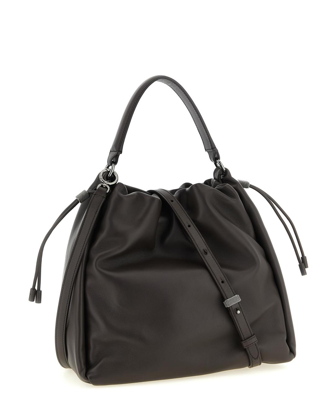 BRUNELLO CUCINELLI Коричневая кожаная сумка тоут, фото 2