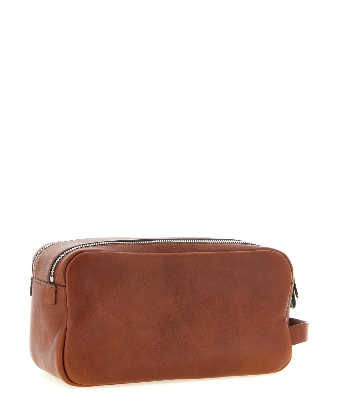 BRUNELLO CUCINELLI Коричневая кожаная барсетка, фото 2