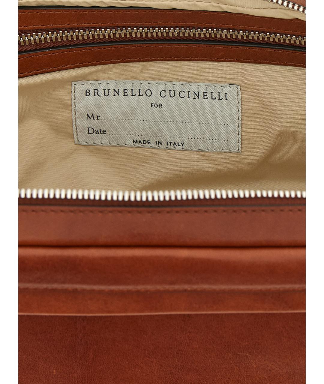 BRUNELLO CUCINELLI Коричневая кожаная барсетка, фото 4