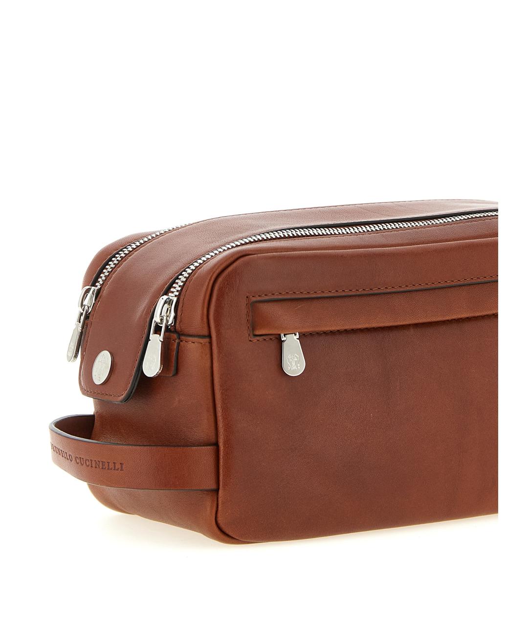 BRUNELLO CUCINELLI Коричневая кожаная барсетка, фото 3