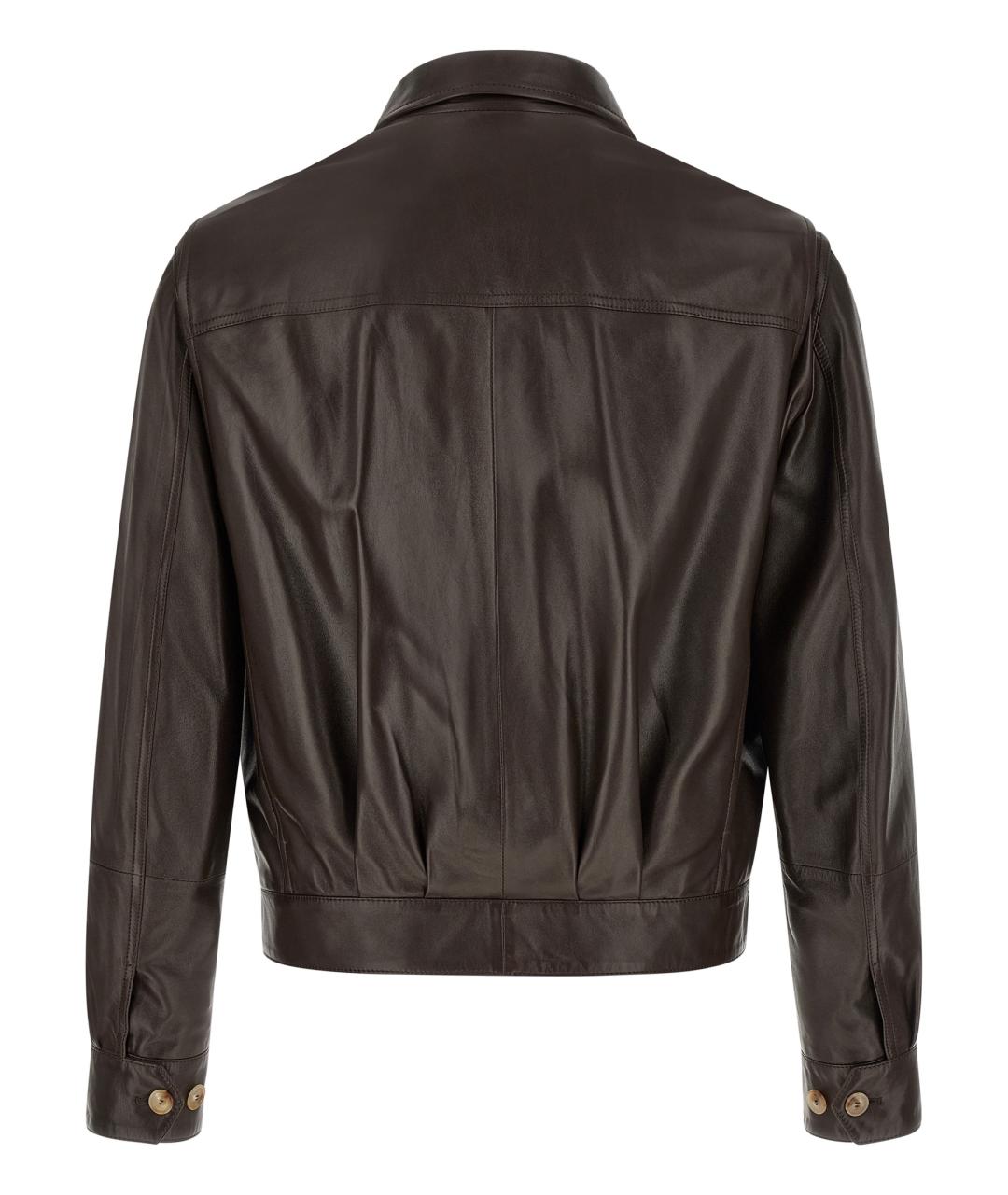BRUNELLO CUCINELLI Коричневая кожаная куртка, фото 2