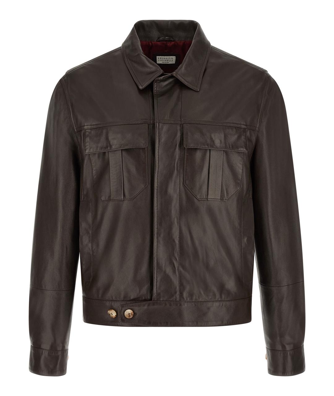 BRUNELLO CUCINELLI Коричневая кожаная куртка, фото 1