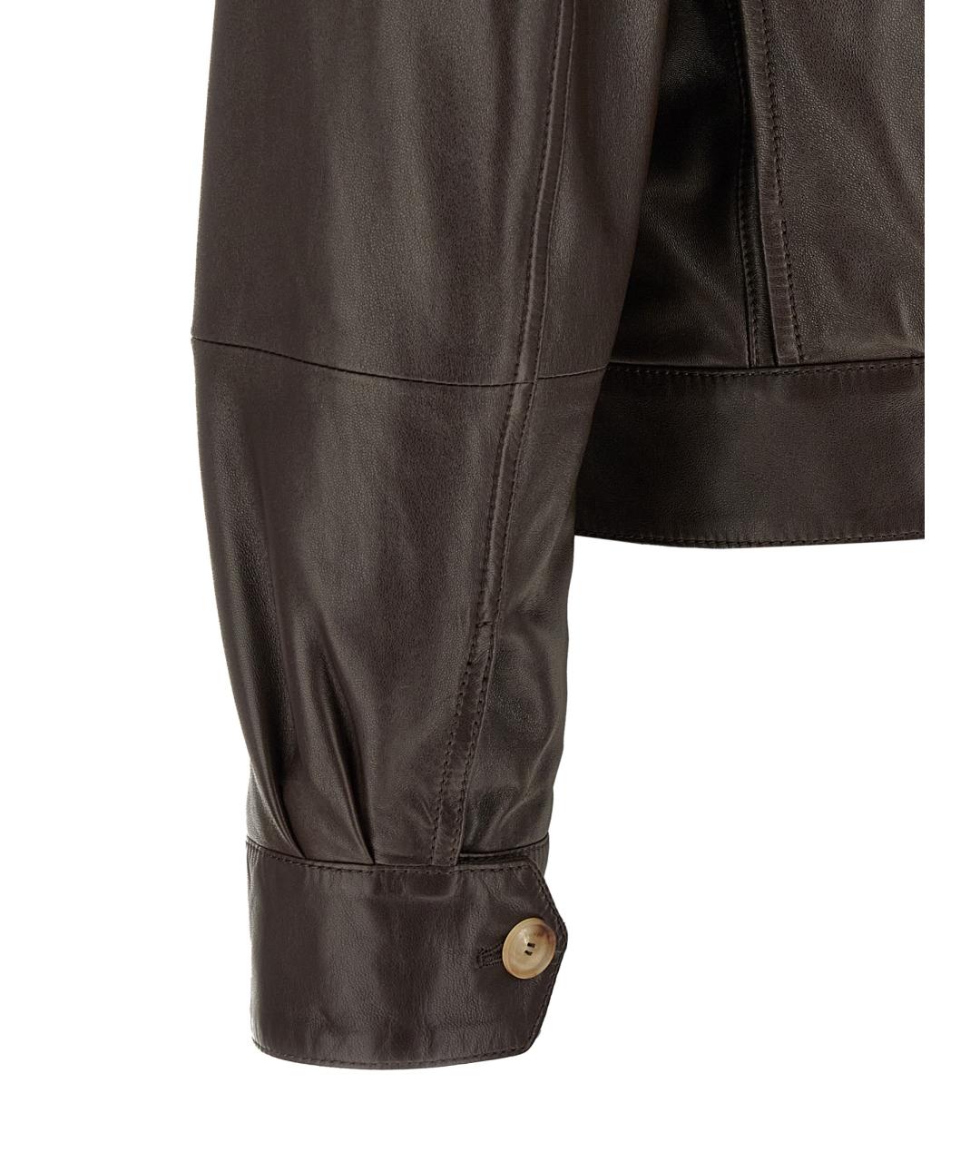 BRUNELLO CUCINELLI Коричневая кожаная куртка, фото 4