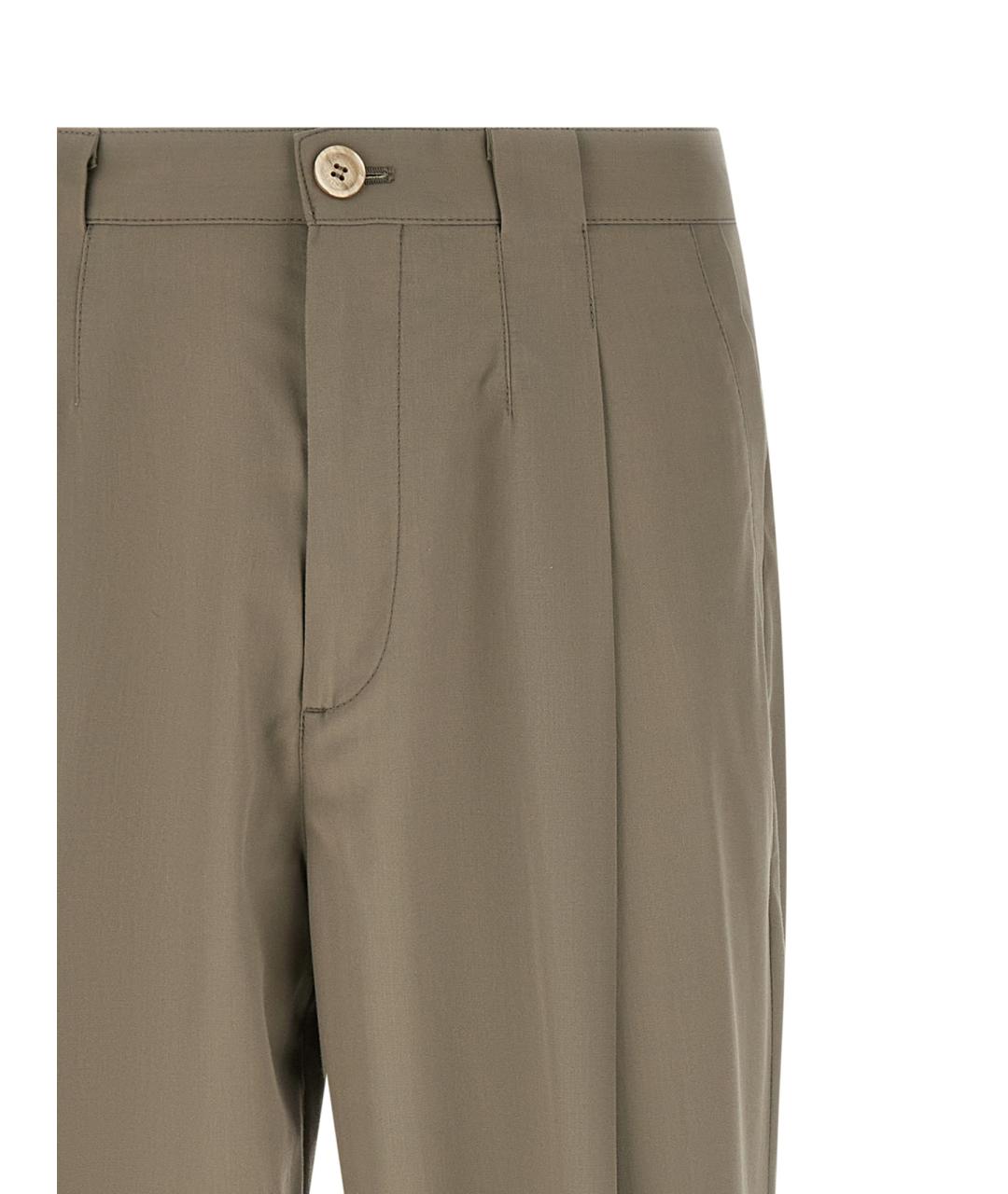 BRUNELLO CUCINELLI Зеленые хлопковые повседневные брюки, фото 3