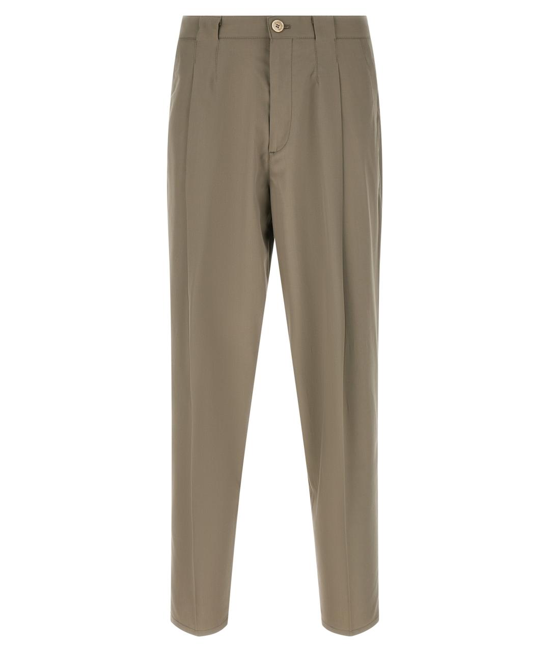 BRUNELLO CUCINELLI Зеленые хлопковые повседневные брюки, фото 1