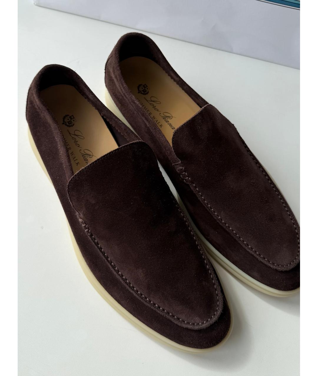 LORO PIANA Коричневые замшевые лоферы, фото 3