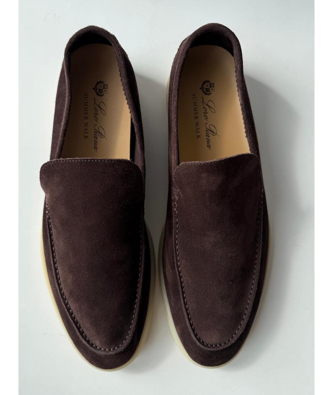 LORO PIANA Коричневые замшевые лоферы, фото 2