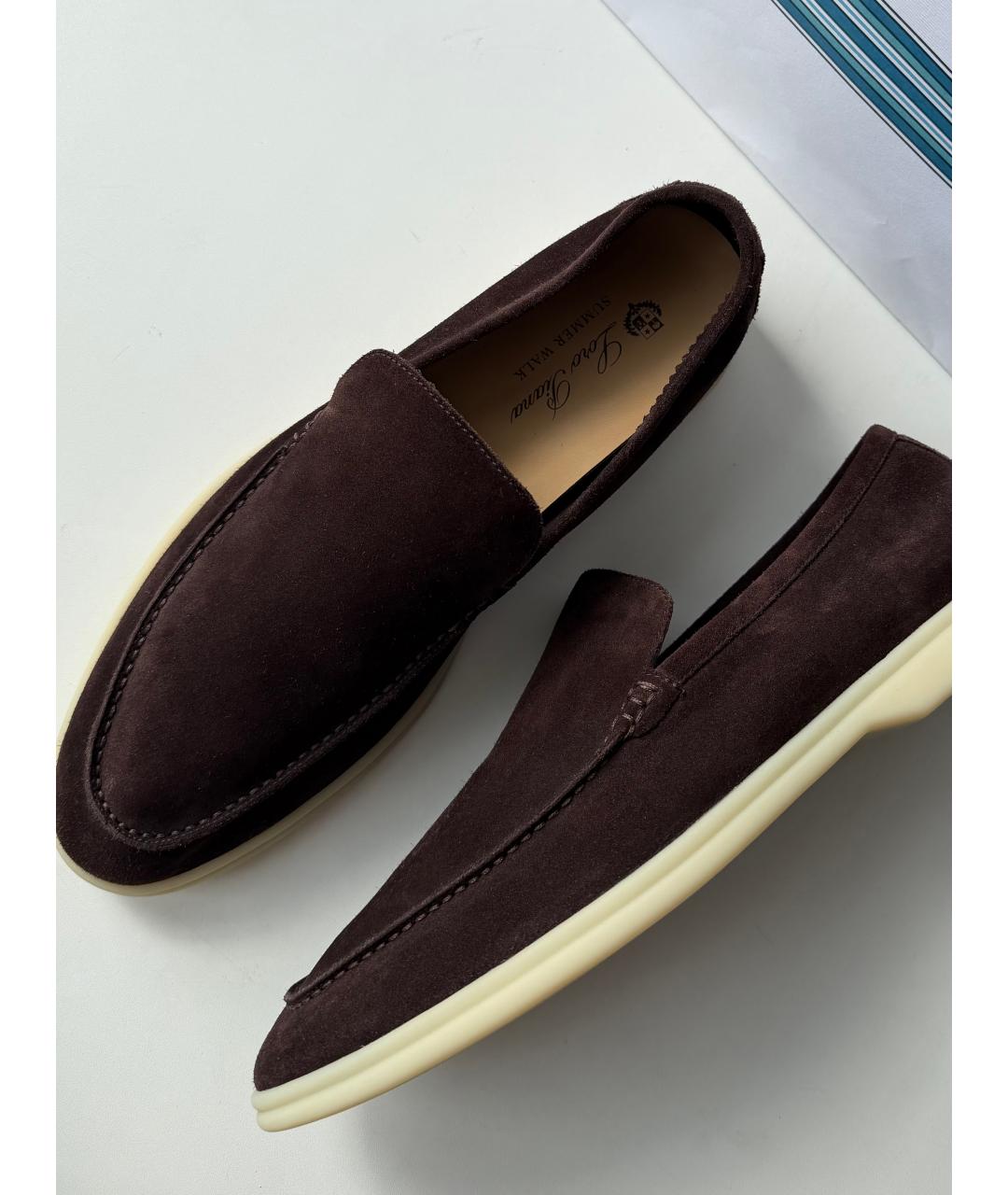 LORO PIANA Коричневые замшевые лоферы, фото 7
