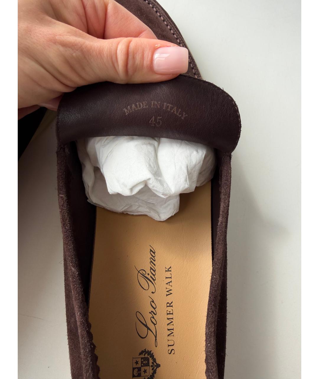 LORO PIANA Коричневые замшевые лоферы, фото 6