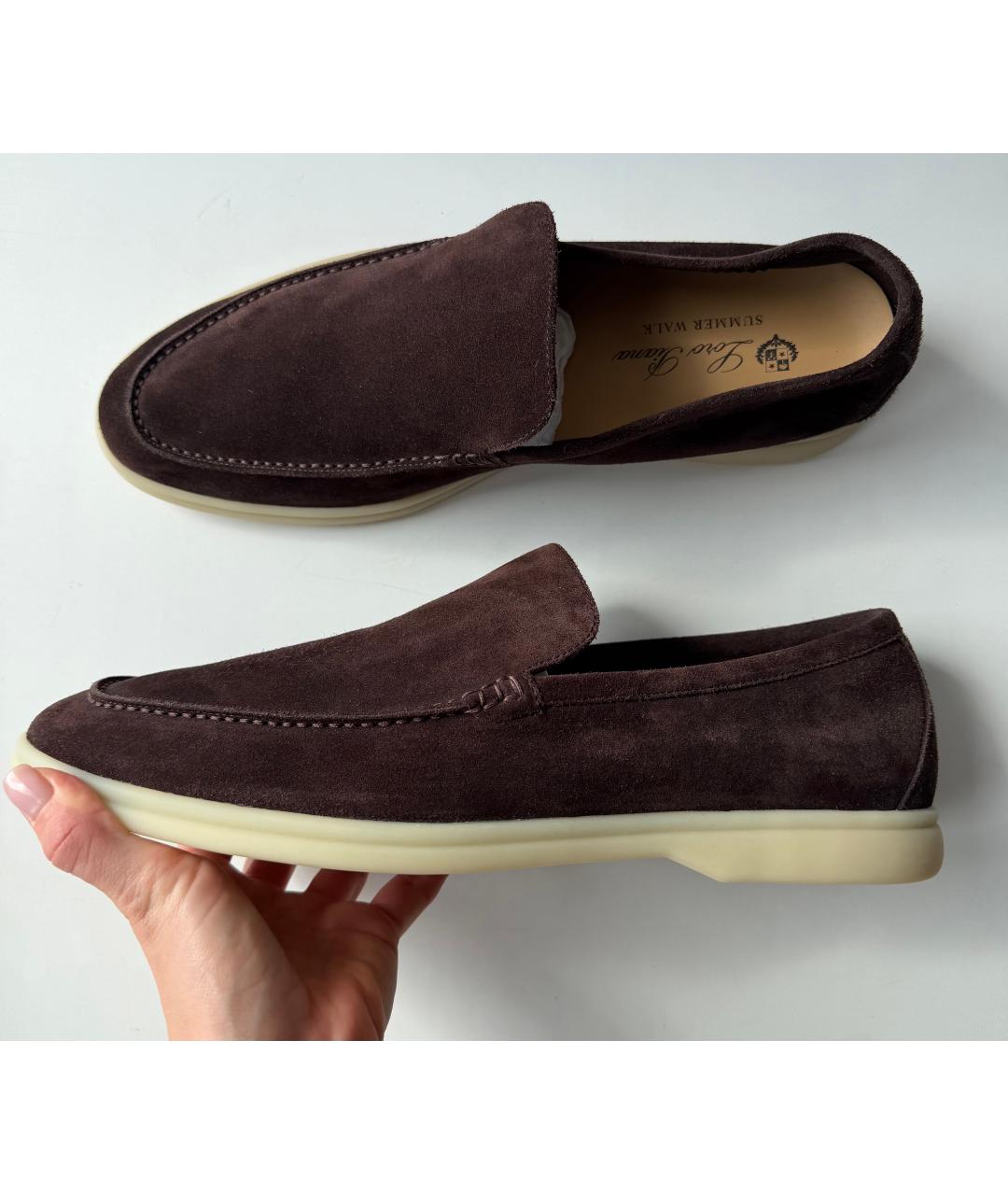 LORO PIANA Коричневые замшевые лоферы, фото 8