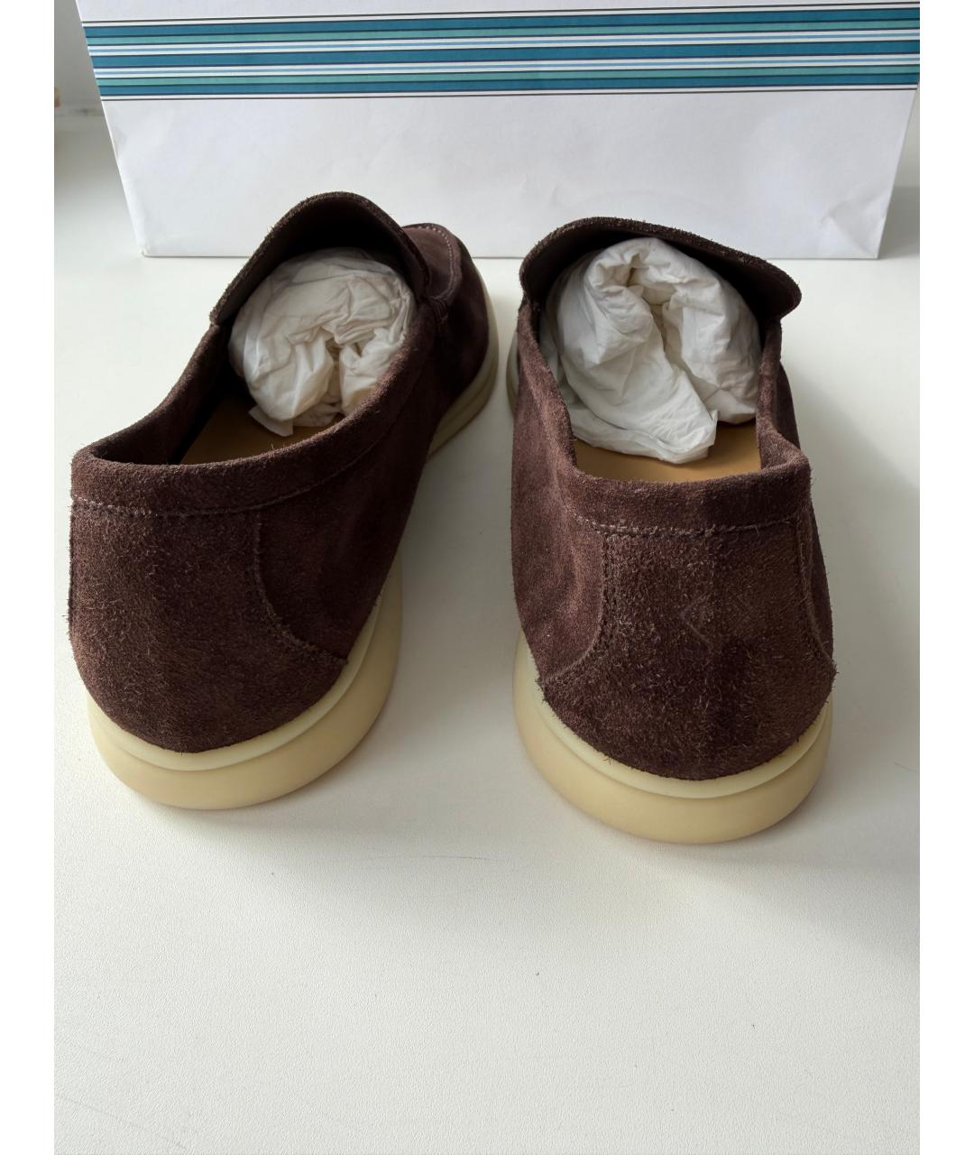 LORO PIANA Коричневые замшевые лоферы, фото 4